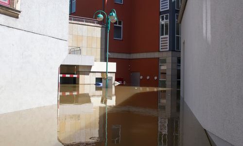 Urban flooding from heavy summer storm rain