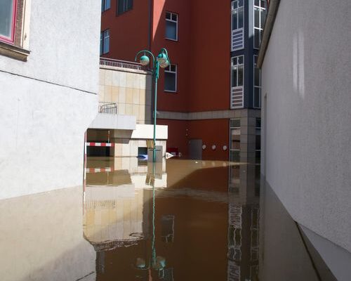Urban flooding from heavy summer storm rain